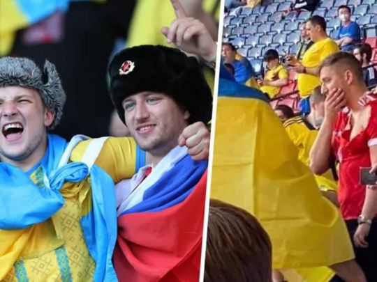 Порвали майку: «сміливець» заявився на матч Україна на Євро-2020 в футболці збірної Росії і з прапором РФ