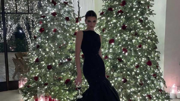 Кендалл Дженнер отметила Рождество в роскошном платье от Carolina Herrera