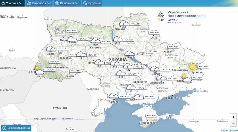 Україну накриє негода: дощі, грози та&nbsp;град у&nbsp;більшості областей